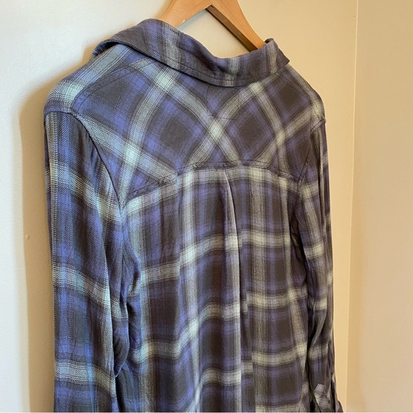 Rails Hunter Plaid Button Down Top Mint Ash Blue Size XS - Picture 5 of 9